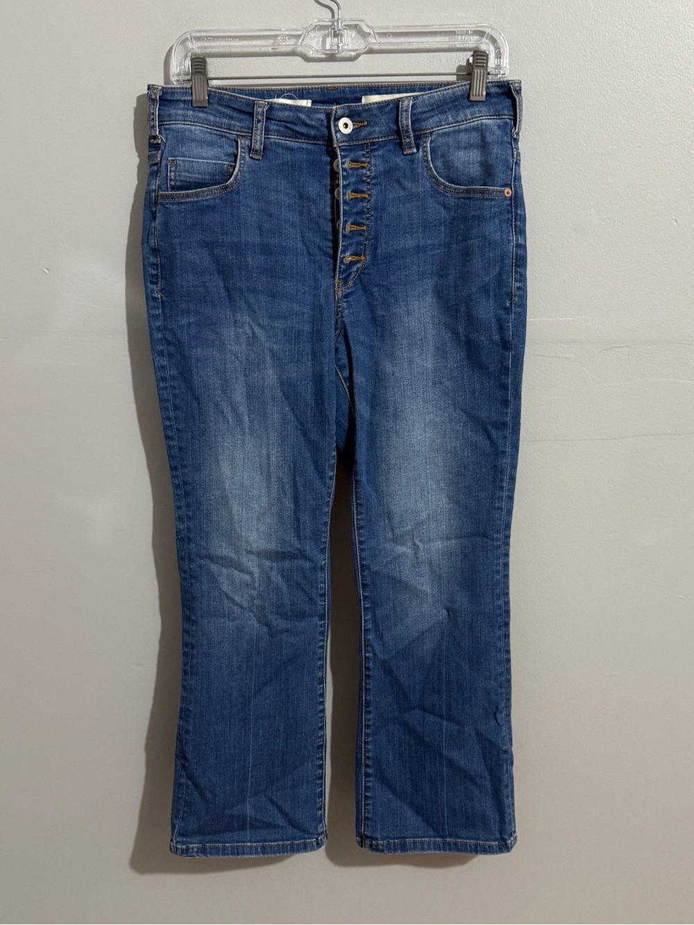 Pilcro High Rise Flare Jeans Womens 30 Button Fly Stretch Cropped Anthropologie
